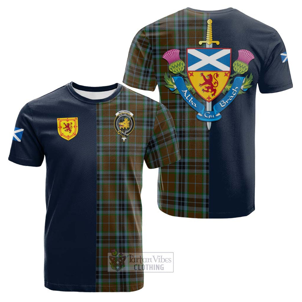 Tartan Vibes Clothing MacTavish Hunting Tartan Cotton T-shirt with Scottish Lion Royal Arm Half Style