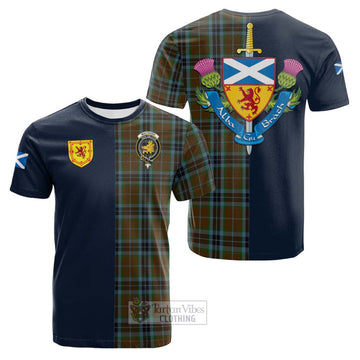 MacTavish Hunting Tartan Cotton T-shirt Alba with Scottish Lion Royal Arm Half Style