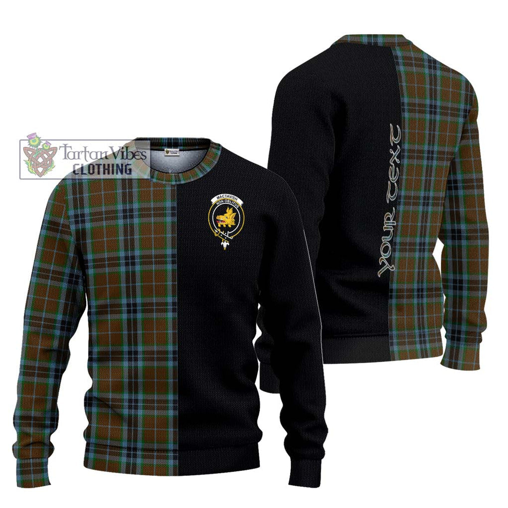 MacTavish Hunting Tartan Knitted Sweater with Family Crest and Half Of Me Style Unisex - Tartanvibesclothing Shop