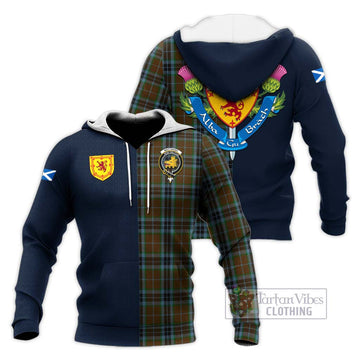 MacTavish Hunting Tartan Knitted Hoodie Alba with Scottish Lion Royal Arm Half Style