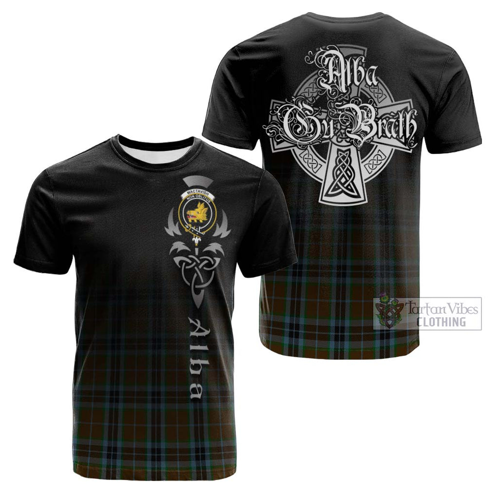 Tartan Vibes Clothing MacTavish Hunting Tartan Cotton T-shirt Featuring Alba Gu Brath Family Crest Celtic Inspired