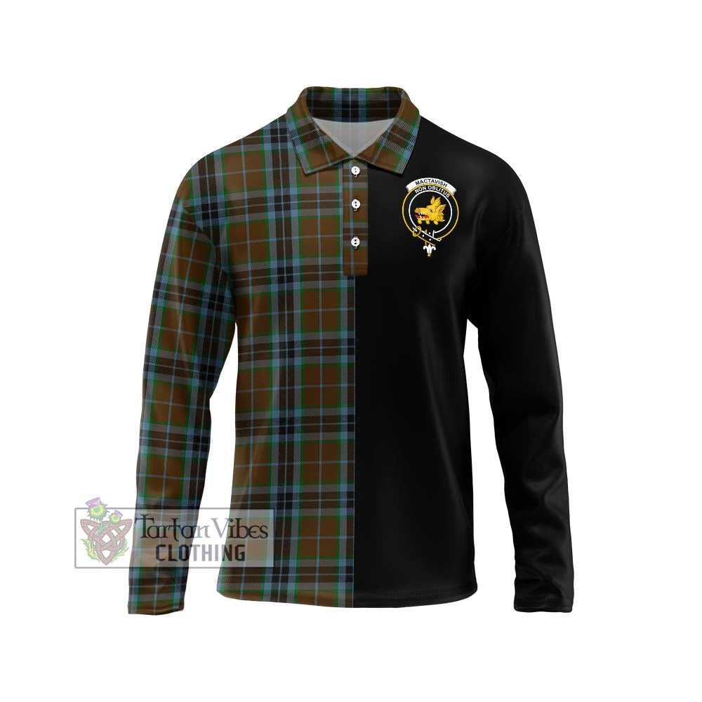 MacTavish Hunting Tartan Long Sleeve Polo Shirt with Family Crest and Half Of Me Style Unisex - Tartanvibesclothing Shop