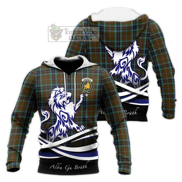 MacTavish Hunting Tartan Knitted Hoodie with Alba Gu Brath Regal Lion Emblem