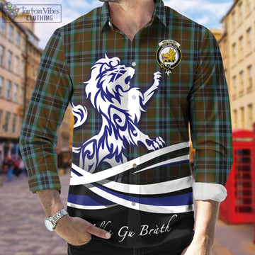 MacTavish Hunting Tartan Long Sleeve Button Up Shirt with Alba Gu Brath Regal Lion Emblem