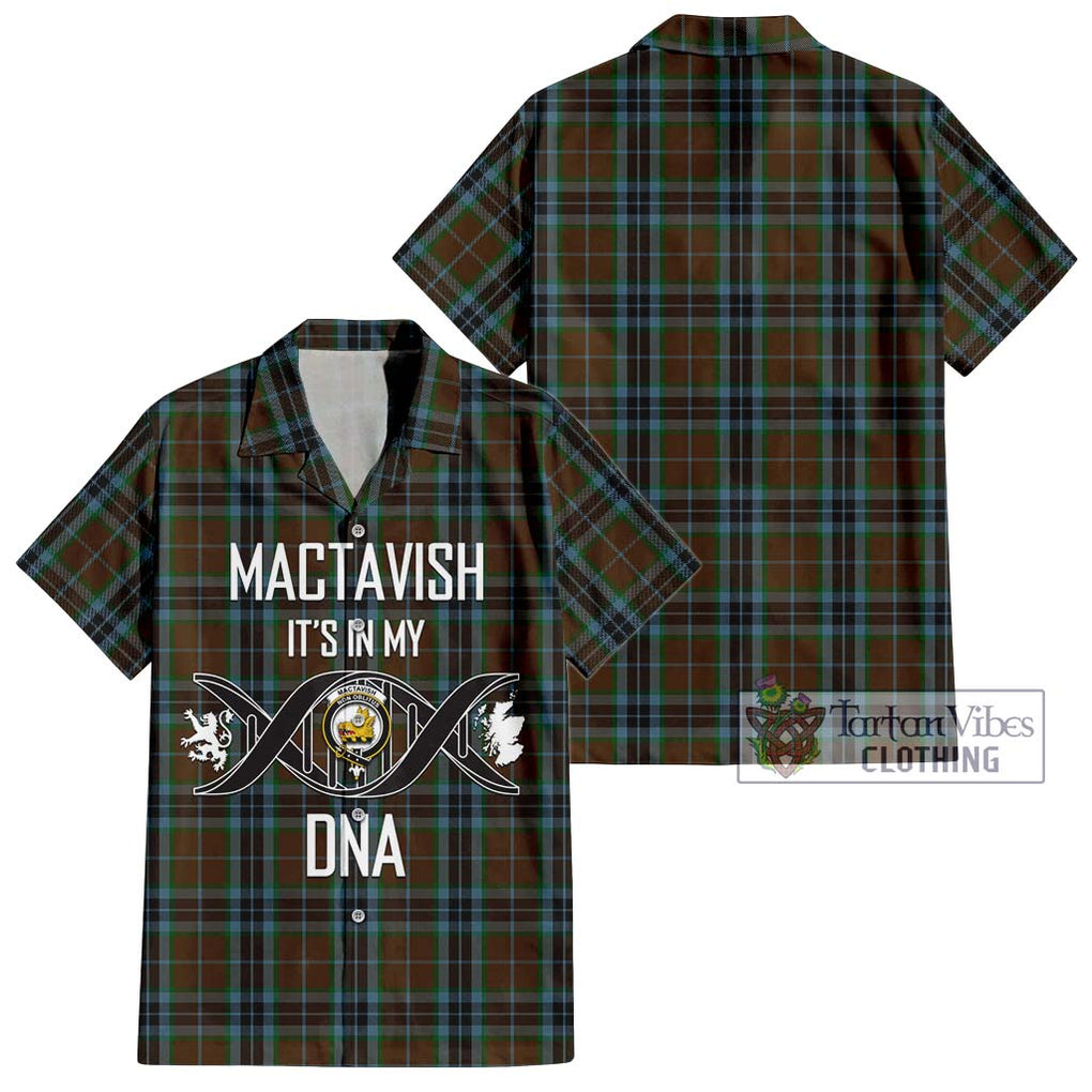 MacTavish Hunting Tartan Short Sleeve Button Shirt with Family Crest DNA In Me Style Kid - Tartanvibesclothing Shop