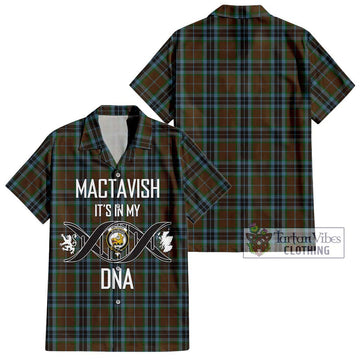 MacTavish Hunting Tartan Short Sleeve Button Shirt with Family Crest DNA In Me Style