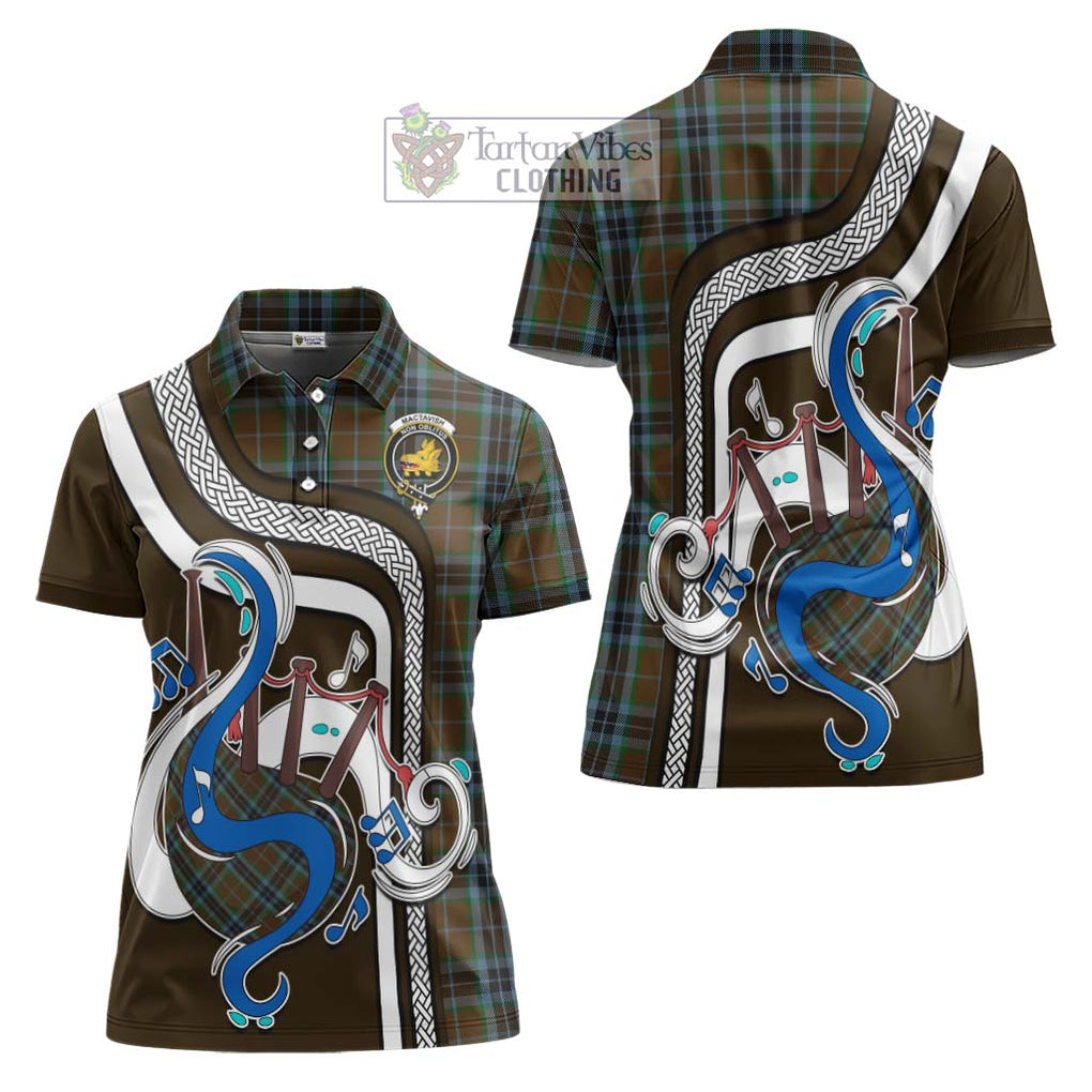 MacTavish Hunting Tartan Women's Polo Shirt with Epic Bagpipe Style Women - Tartanvibesclothing Shop