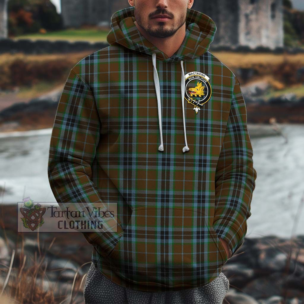 MacTavish Hunting Tartan Cotton Hoodie with Family Crest Pullover Hoodie XS - Tartan Vibes Clothing