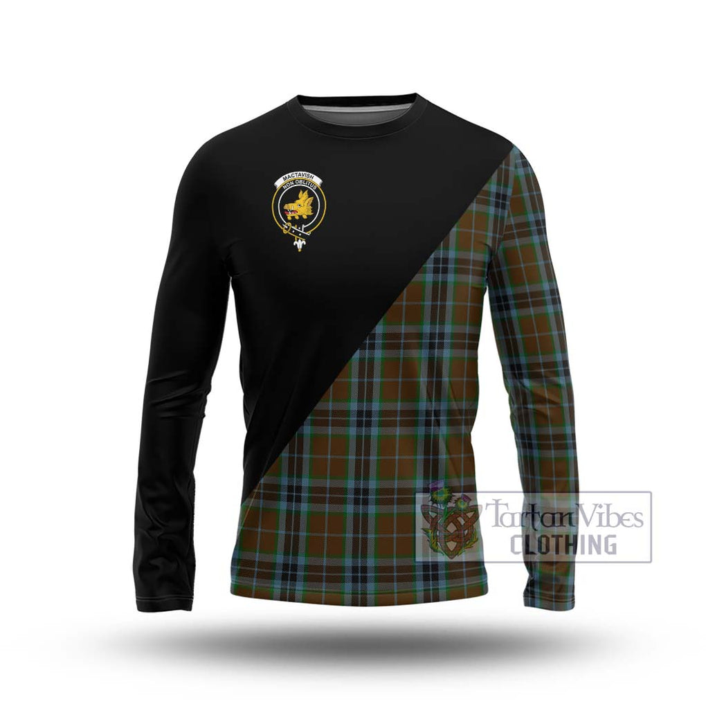 MacTavish Hunting Tartan Long Sleeve T-Shirt with Family Crest and Military Logo Style Unisex - Tartanvibesclothing Shop