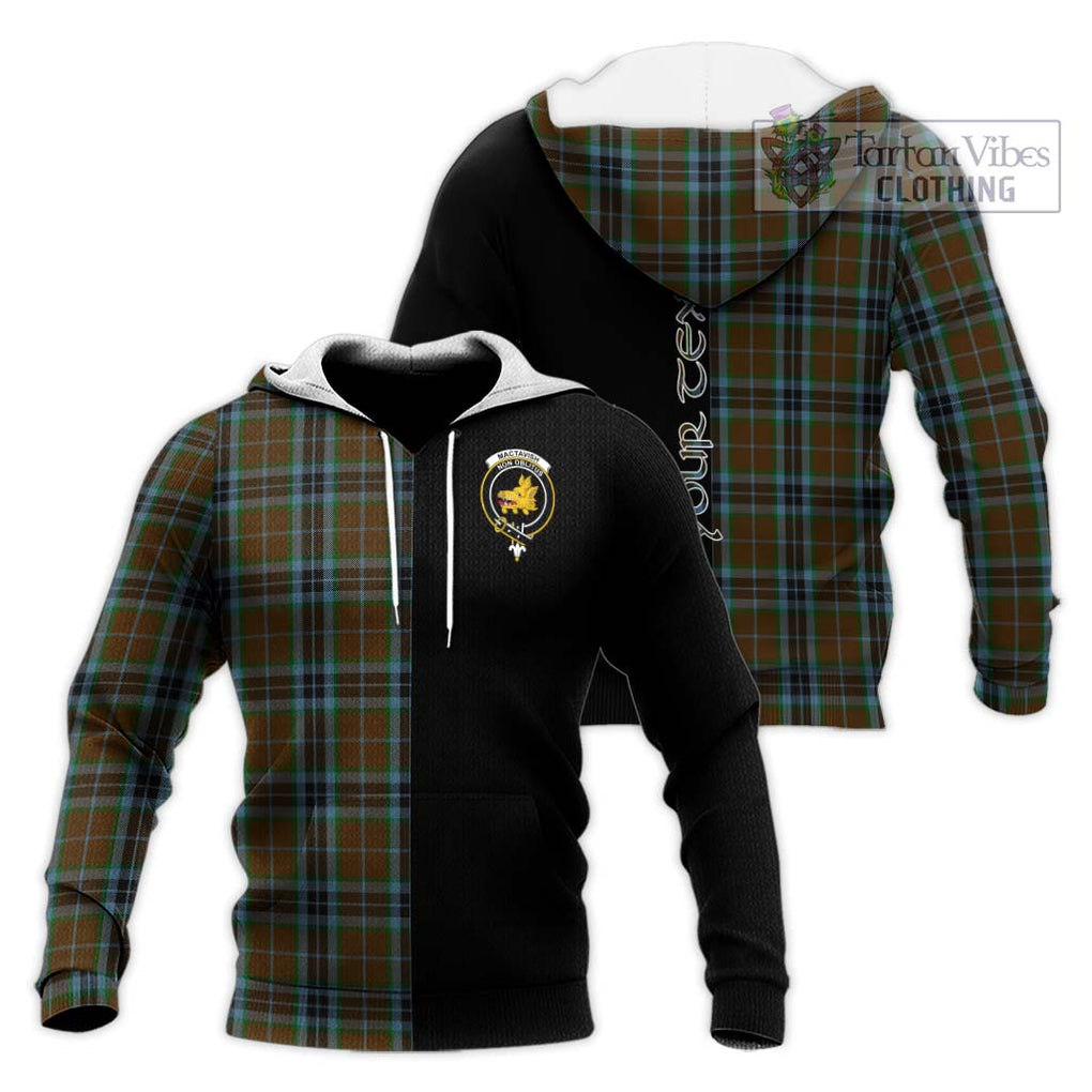 MacTavish Hunting Tartan Knitted Hoodie with Family Crest and Half Of Me Style Unisex Knitted Pullover Hoodie - Tartanvibesclothing Shop