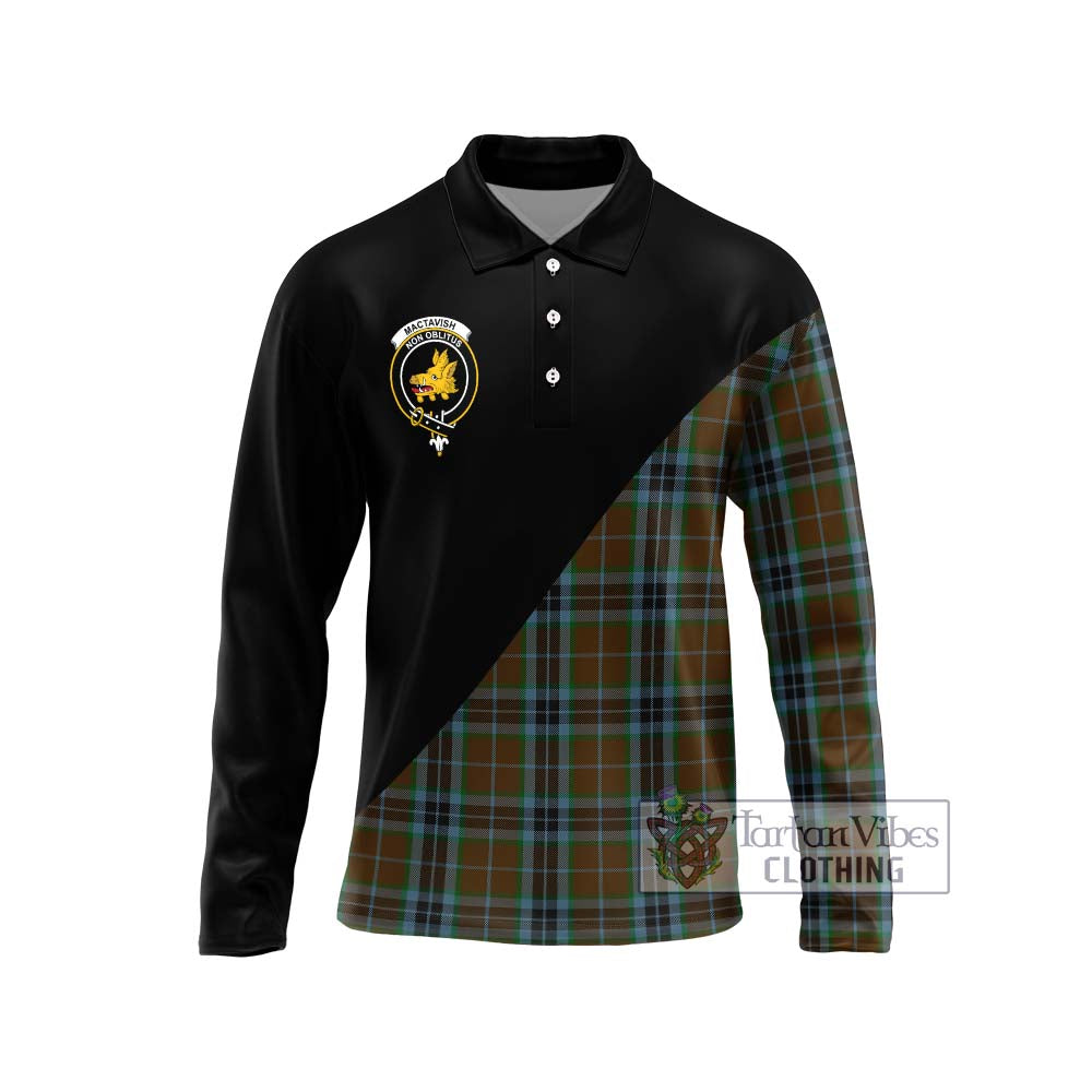 MacTavish Hunting Tartan Long Sleeve Polo Shirt with Family Crest and Military Logo Style Unisex - Tartanvibesclothing Shop