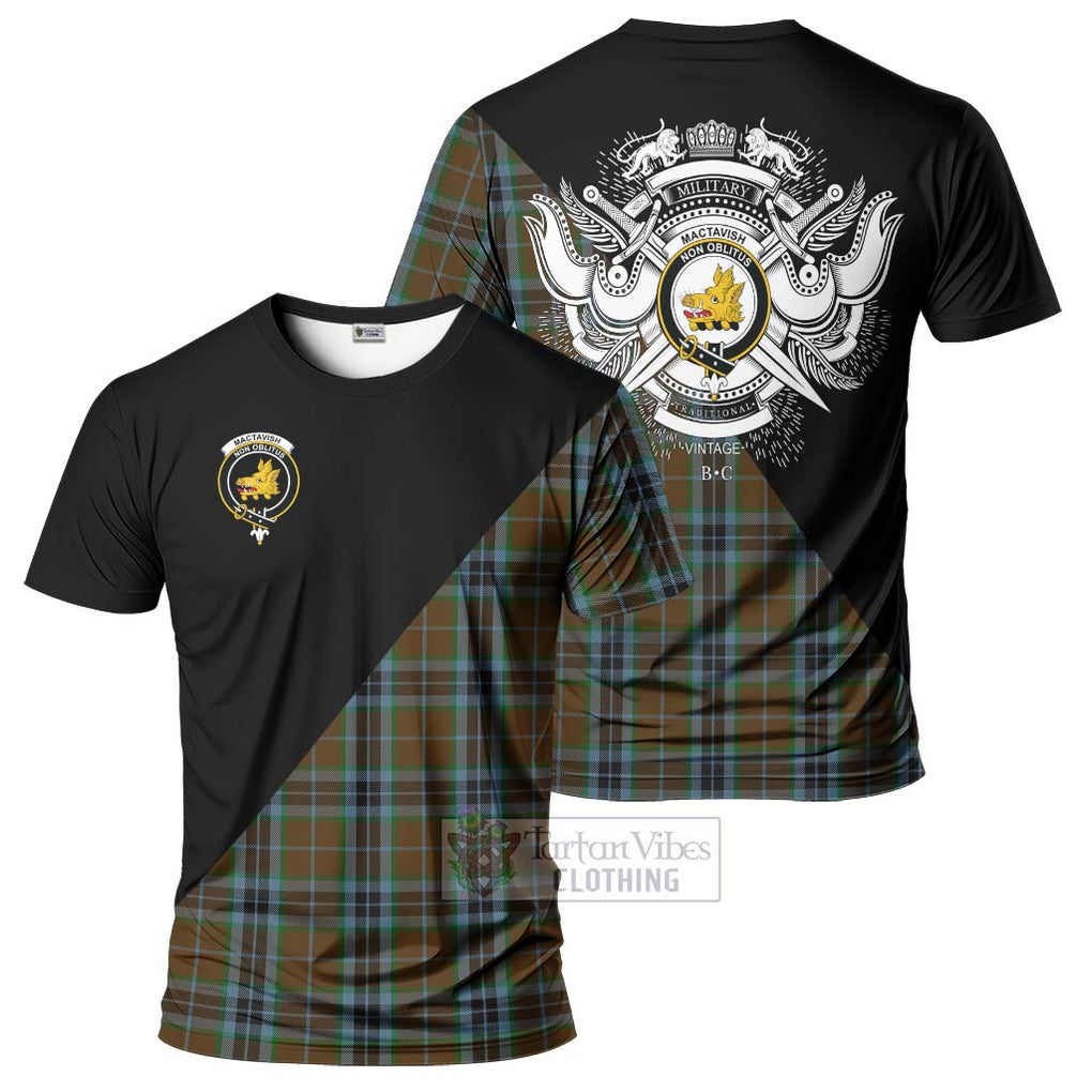 MacTavish Hunting Tartan T-Shirt with Family Crest and Military Logo Style Kid's Shirt - Tartanvibesclothing Shop