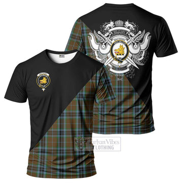 MacTavish Hunting Tartan T-Shirt with Family Crest and Military Logo Style