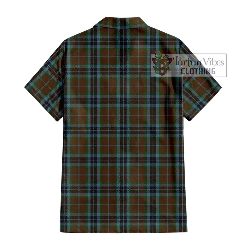 MacTavish Hunting Tartan Short Sleeve Button Shirt with Family Crest DNA In Me Style - Tartanvibesclothing Shop