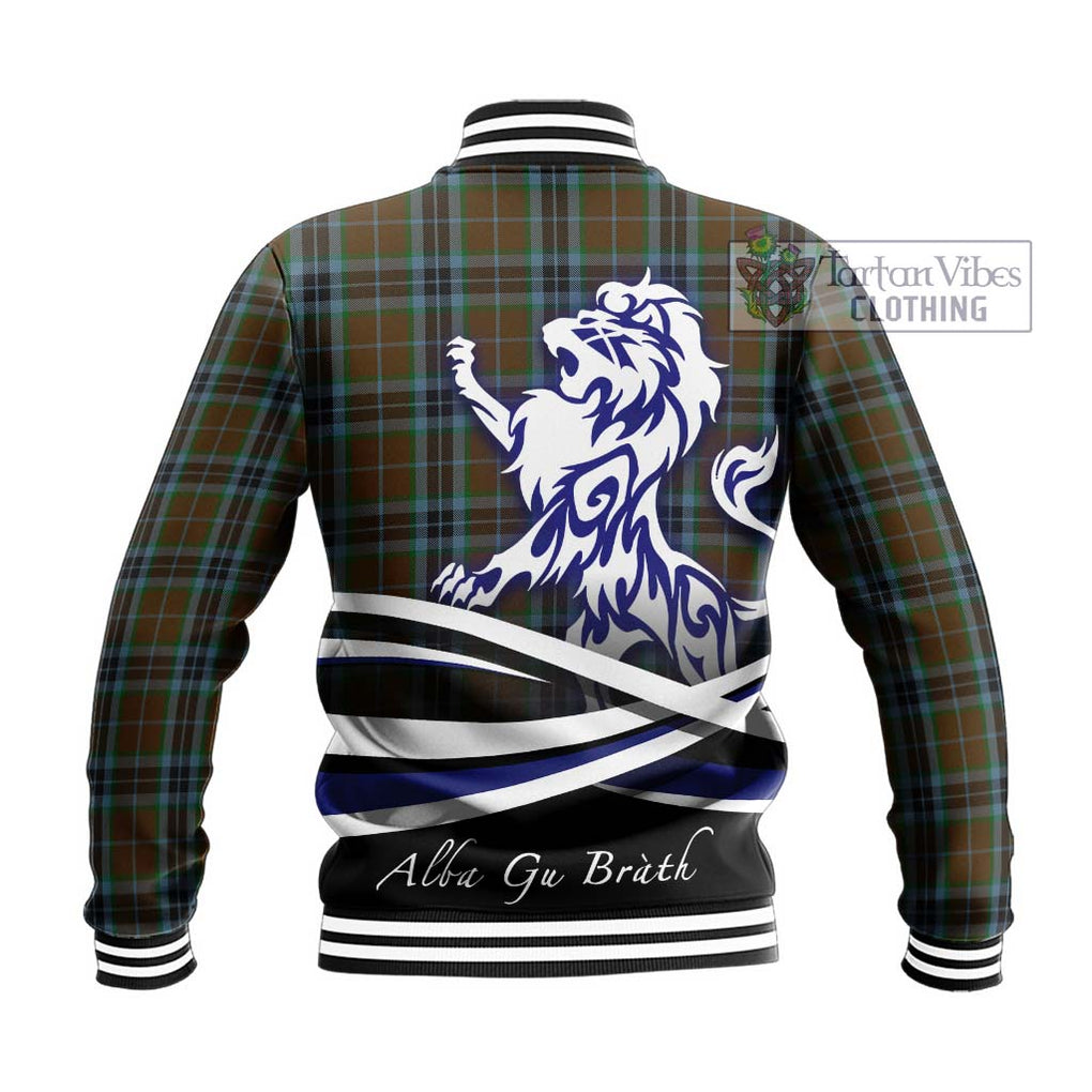 MacTavish Hunting Tartan Baseball Jacket with Alba Gu Brath Regal Lion Emblem - Tartanvibesclothing Shop