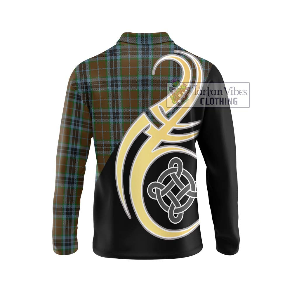 MacTavish Hunting Tartan Long Sleeve Polo Shirt with Family Crest and Celtic Symbol Style - Tartan Vibes Clothing