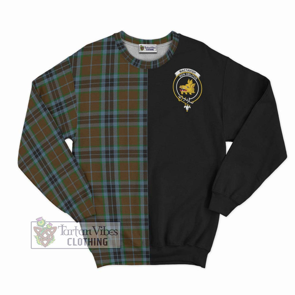 MacTavish Hunting Tartan Sweatshirt with Family Crest and Half Of Me Style - Tartanvibesclothing Shop