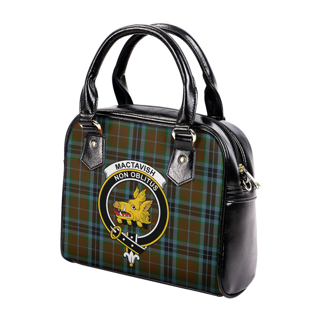 MacTavish Hunting Tartan Shoulder Handbags with Family Crest - Tartanvibesclothing