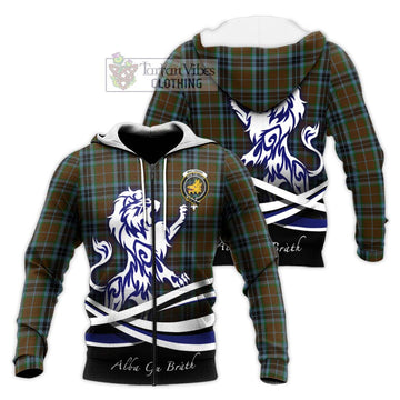 MacTavish Hunting Tartan Knitted Hoodie with Alba Gu Brath Regal Lion Emblem