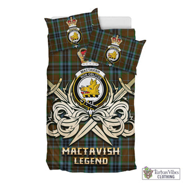 MacTavish Hunting Tartan Bedding Set with Clan Crest and the Golden Sword of Courageous Legacy