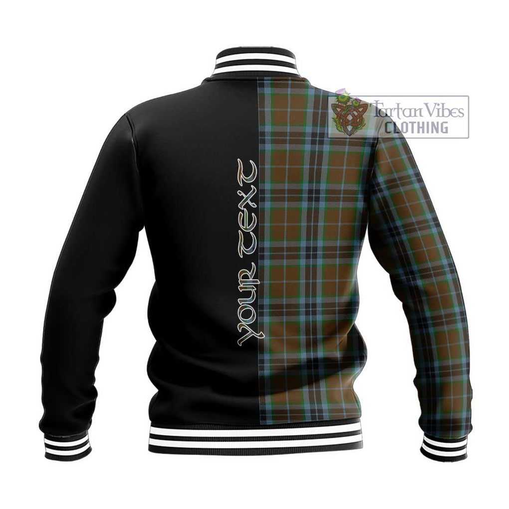 MacTavish Hunting Tartan Baseball Jacket with Family Crest and Half Of Me Style - Tartanvibesclothing Shop