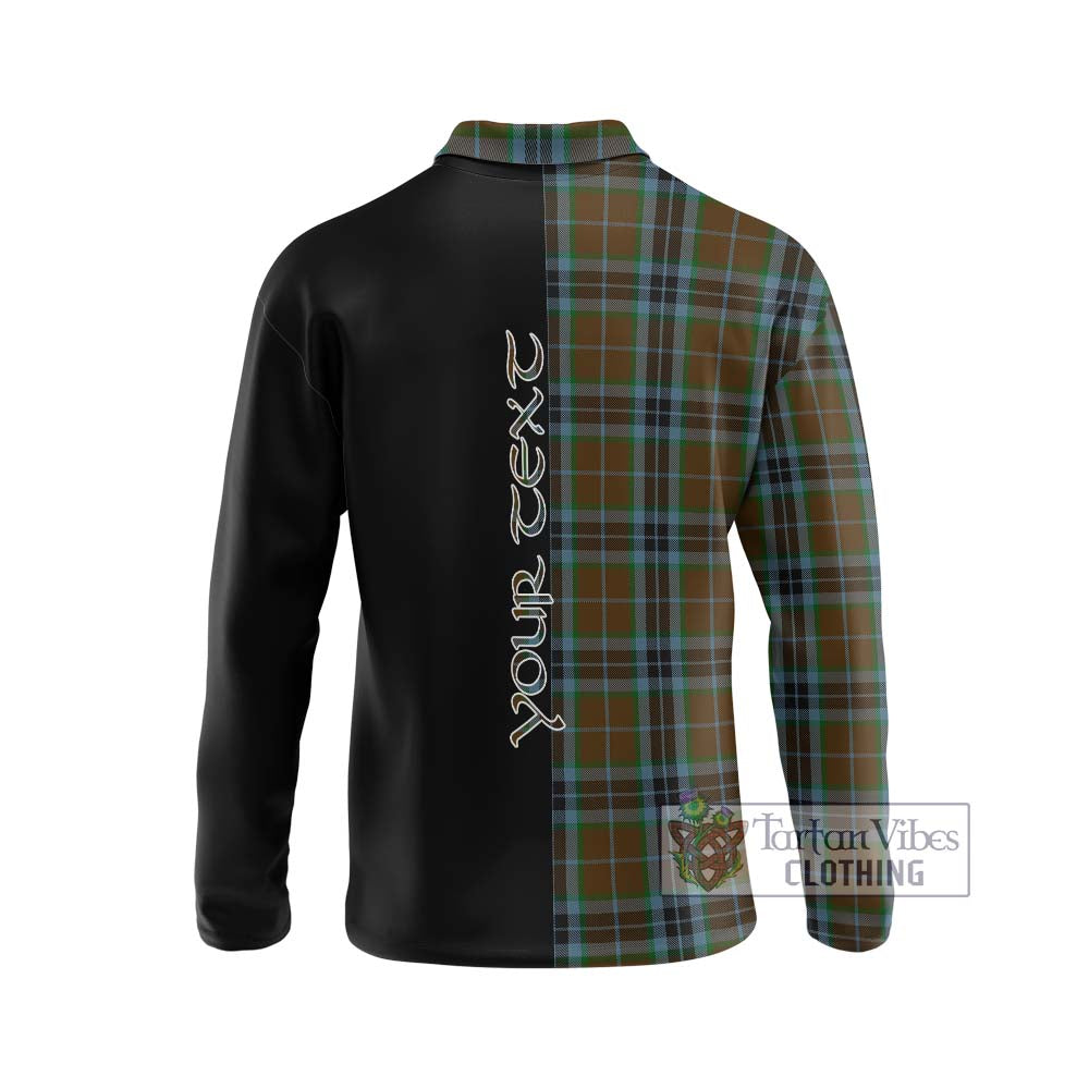 MacTavish Hunting Tartan Long Sleeve Polo Shirt with Family Crest and Half Of Me Style - Tartanvibesclothing Shop