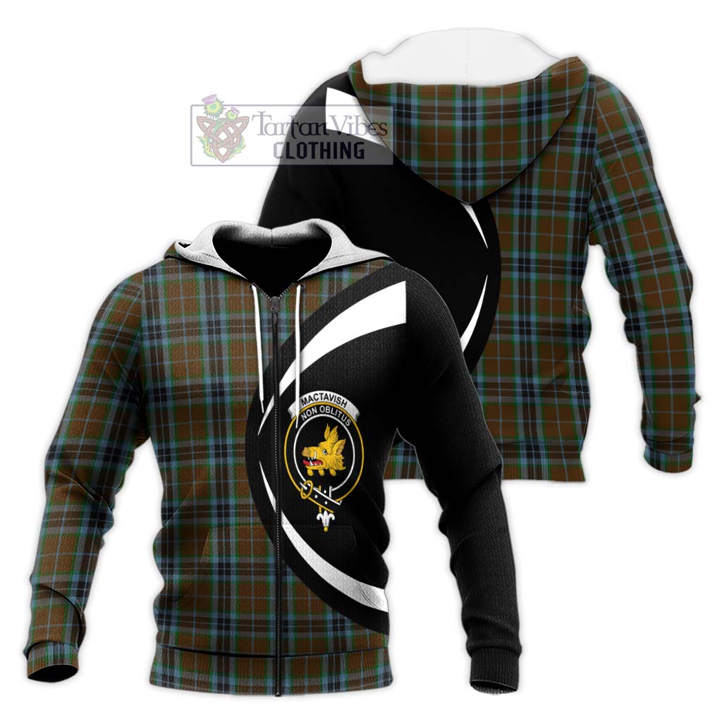 MacTavish Hunting Tartan Knitted Hoodie with Family Crest Circle Style Unisex Knitted Zip Hoodie - Tartan Vibes Clothing