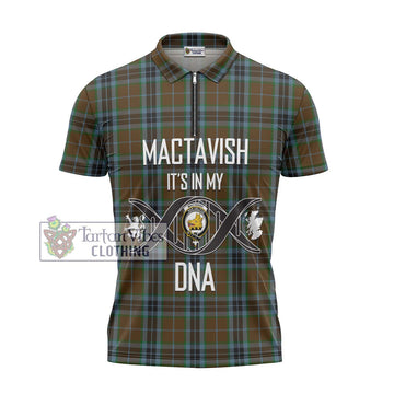 MacTavish Hunting Tartan Zipper Polo Shirt with Family Crest DNA In Me Style