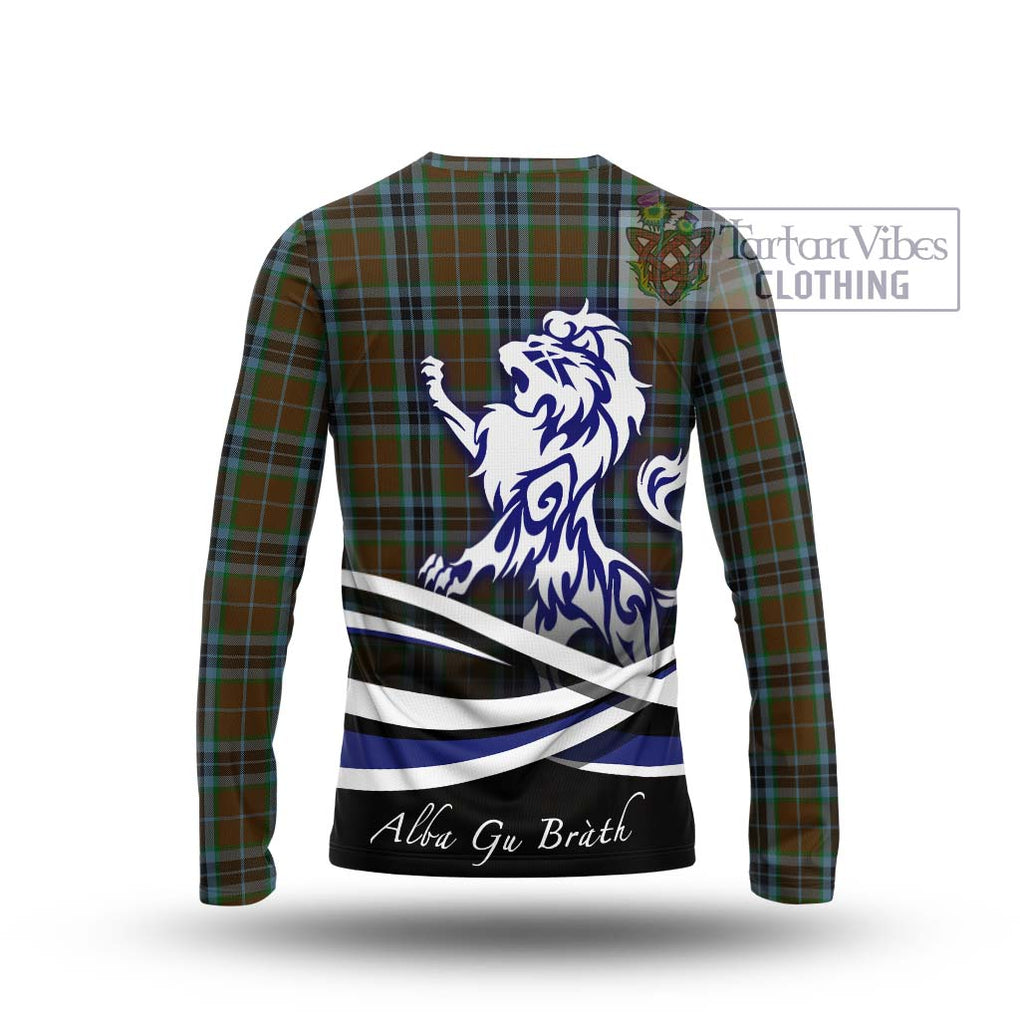 MacTavish Hunting Tartan Long Sleeve T-Shirt with Alba Gu Brath Regal Lion Emblem - Tartanvibesclothing Shop