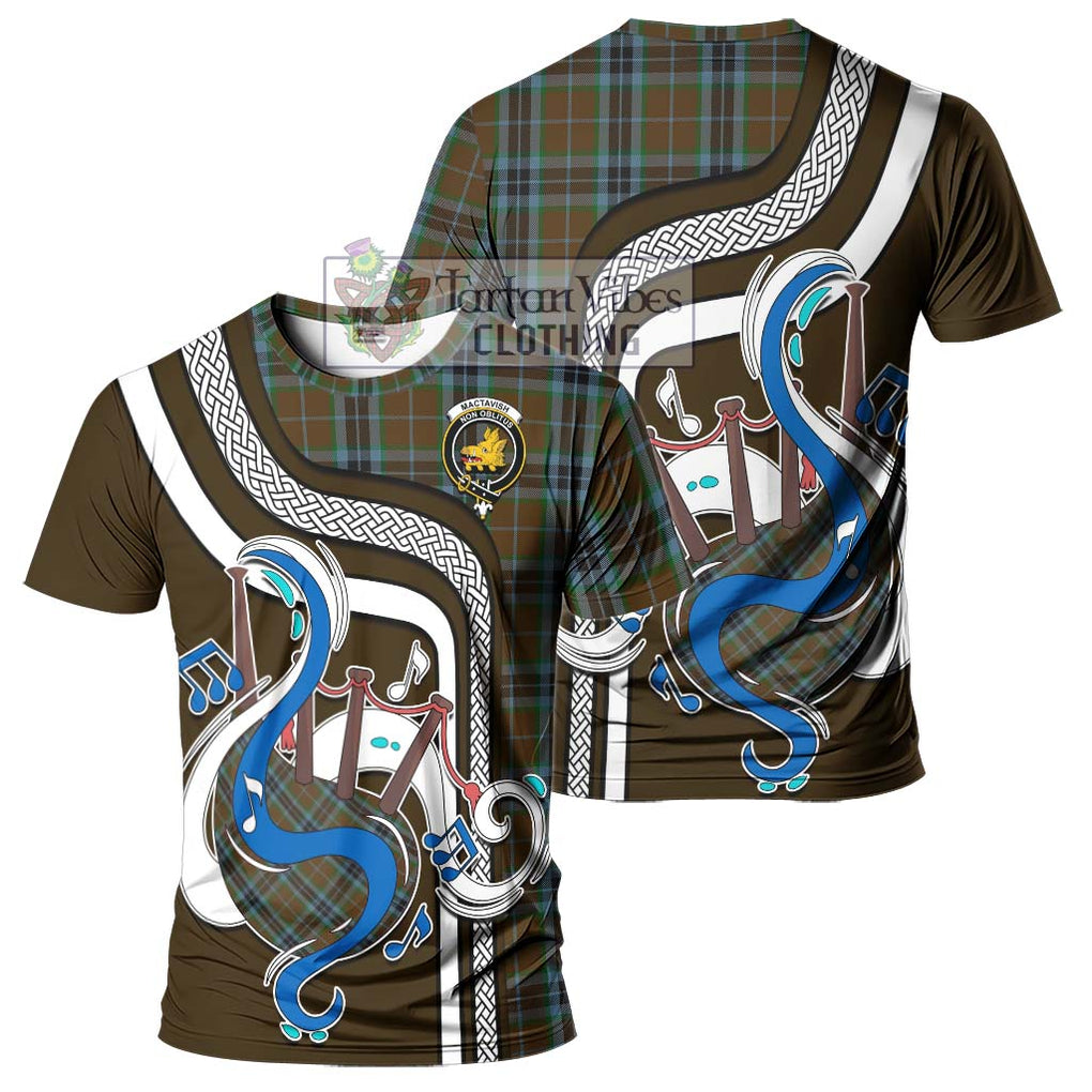 MacTavish Hunting Tartan T-Shirt with Epic Bagpipe Style - Tartanvibesclothing Shop