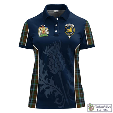 MacTavish Hunting Tartan Women's Polo Shirt with Family Crest and Scottish Thistle Vibes Sport Style