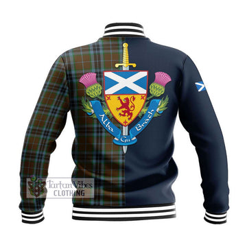 MacTavish Hunting Tartan Baseball Jacket Alba with Scottish Lion Royal Arm Half Style