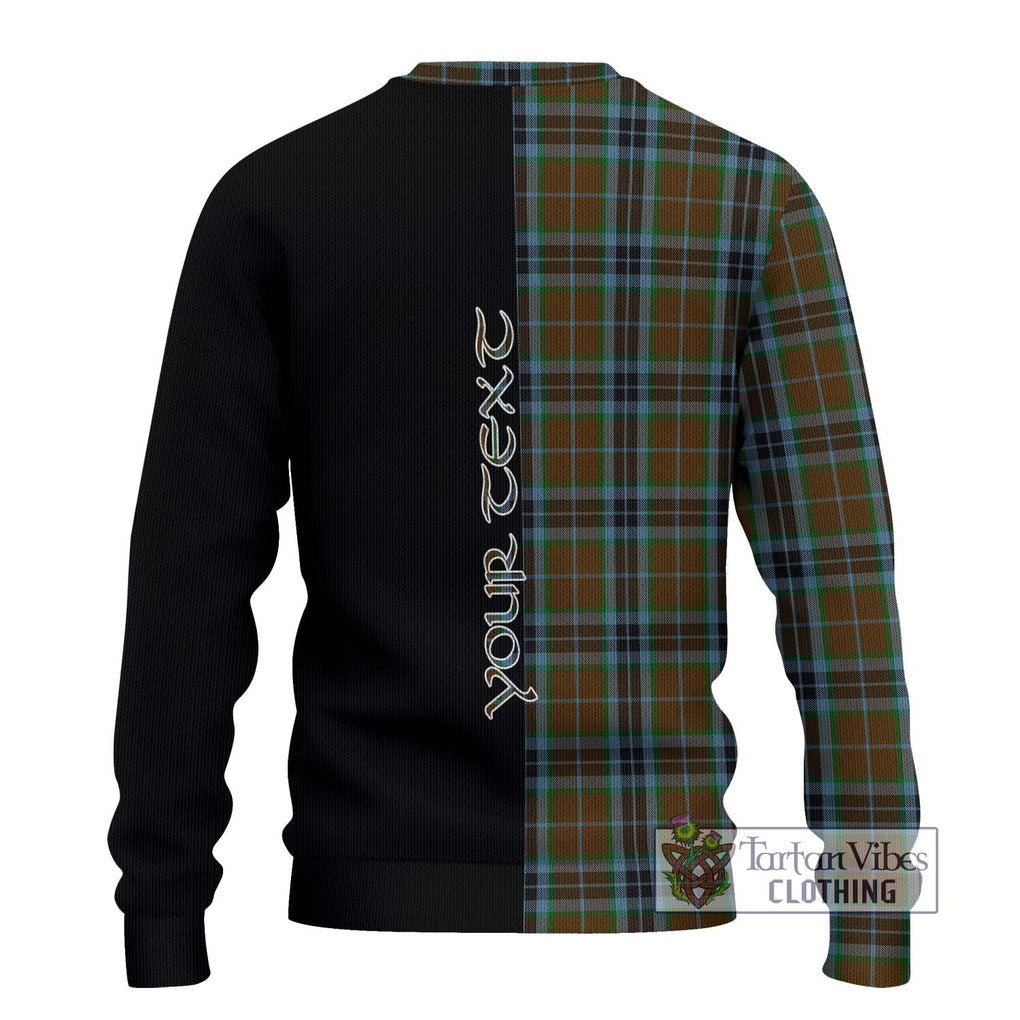 MacTavish Hunting Tartan Knitted Sweater with Family Crest and Half Of Me Style - Tartanvibesclothing Shop