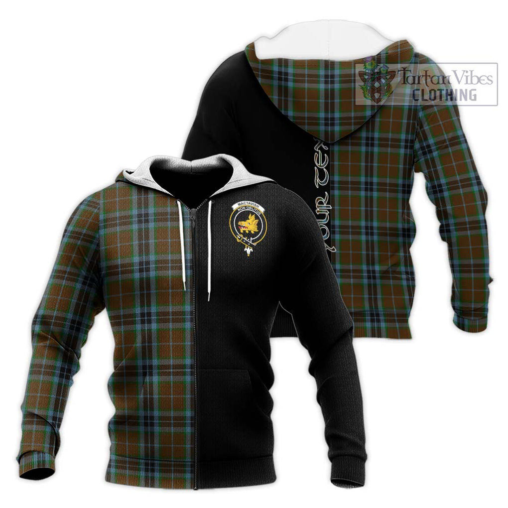 MacTavish Hunting Tartan Knitted Hoodie with Family Crest and Half Of Me Style Unisex Knitted Zip Hoodie - Tartanvibesclothing Shop