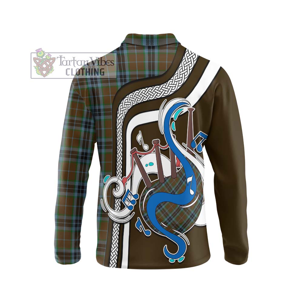 Tartan Vibes Clothing MacTavish Hunting Tartan Long Sleeve Polo Shirt with Epic Bagpipe Style