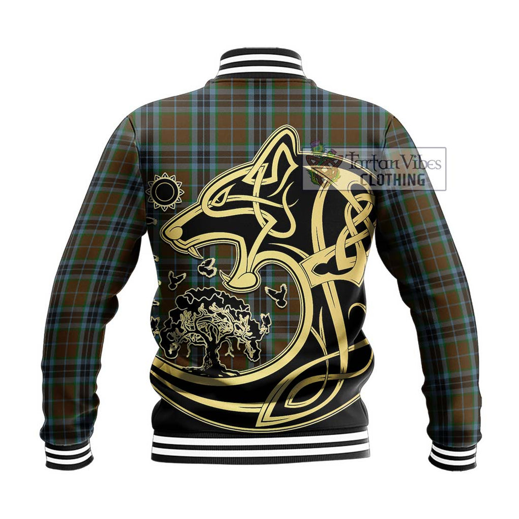 MacTavish Hunting Tartan Baseball Jacket with Family Crest Celtic Wolf Style - Tartan Vibes Clothing