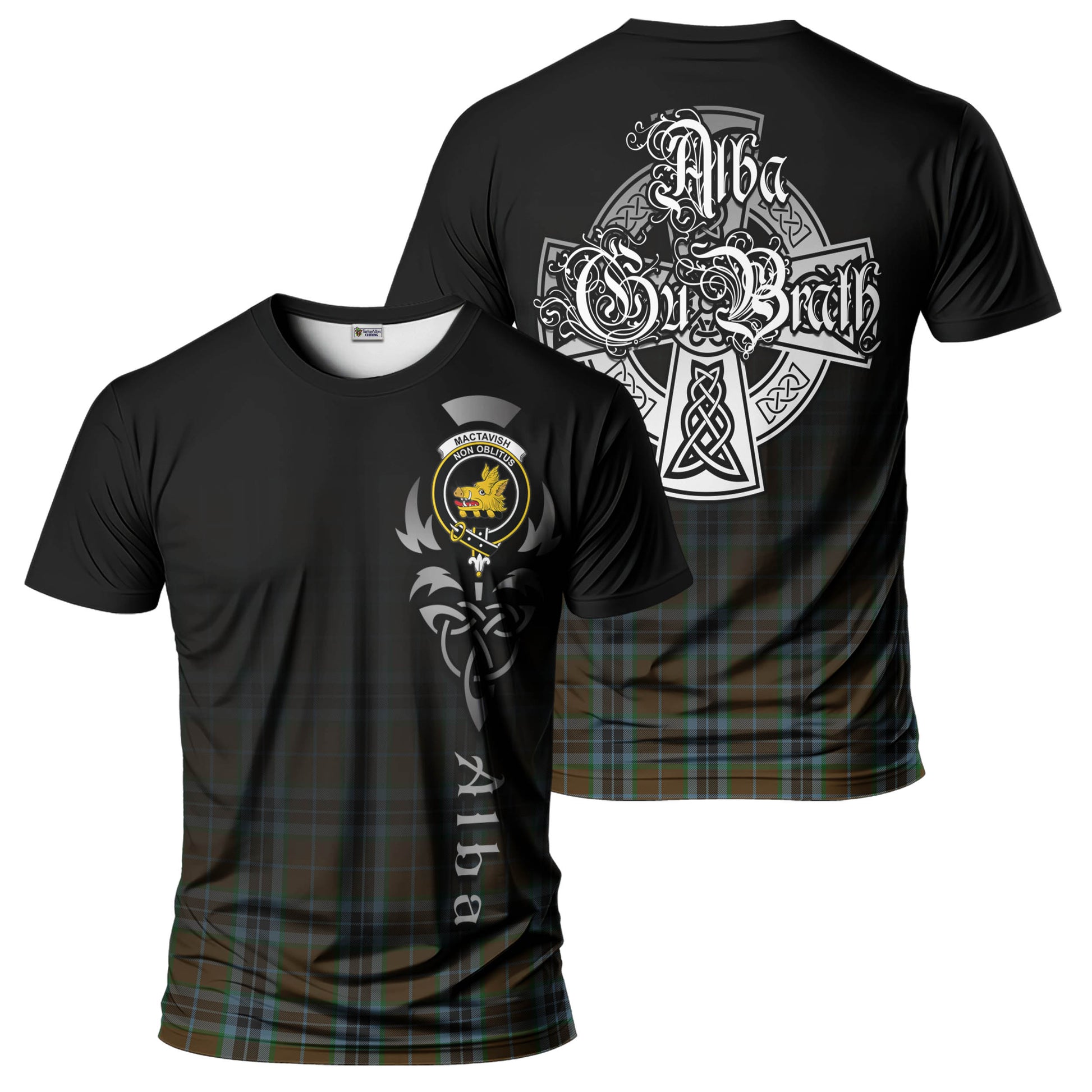 Tartan Vibes Clothing MacTavish Hunting Tartan T-Shirt Featuring Alba Gu Brath Family Crest Celtic Inspired