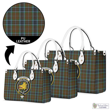 MacTavish Hunting Tartan Luxury Leather Handbags with Family Crest