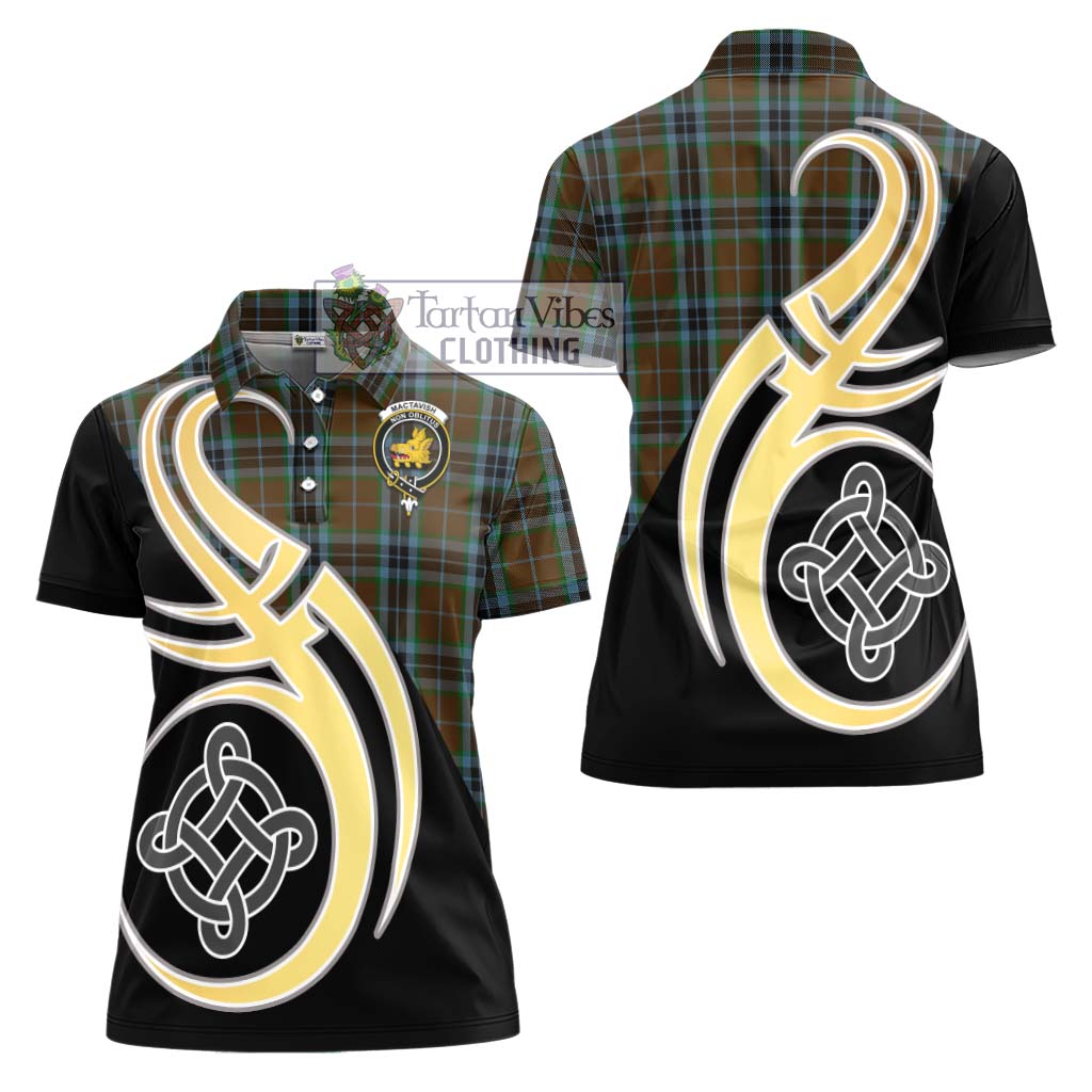 MacTavish Hunting Tartan Women's Polo Shirt with Family Crest and Celtic Symbol Style - Tartan Vibes Clothing