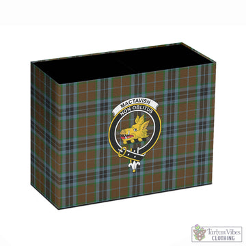 MacTavish Hunting Tartan Pen Holder with Family Crest