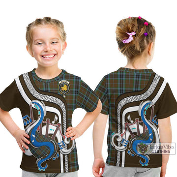 MacTavish Hunting Tartan Kid T-Shirt with Epic Bagpipe Style