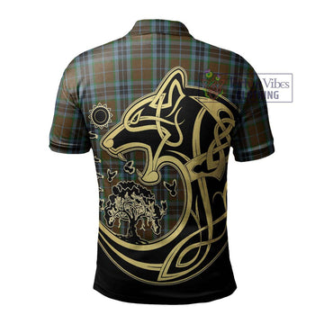 MacTavish Hunting Tartan Polo Shirt with Family Crest Celtic Wolf Style