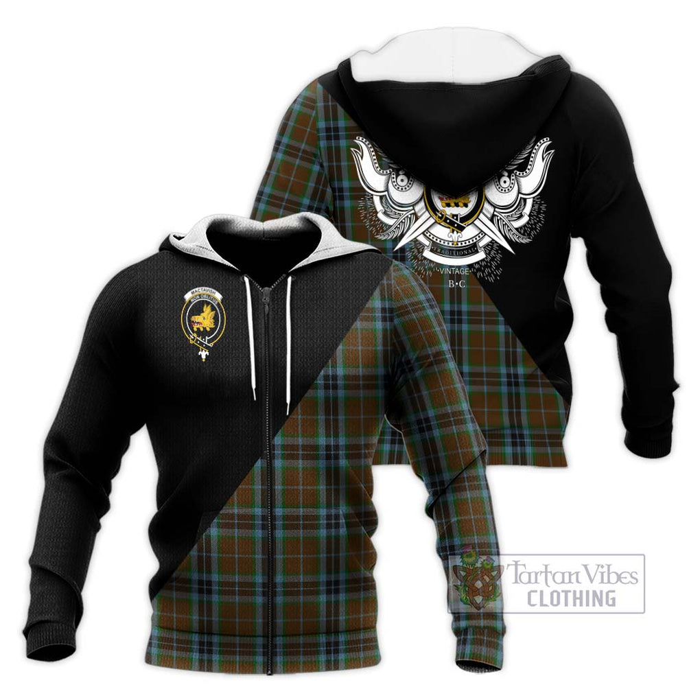 MacTavish Hunting Tartan Knitted Hoodie with Family Crest and Military Logo Style Unisex Knitted Zip Hoodie - Tartanvibesclothing Shop