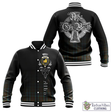 MacTavish Hunting Tartan Baseball Jacket Featuring Alba Gu Brath Family Crest Celtic Inspired