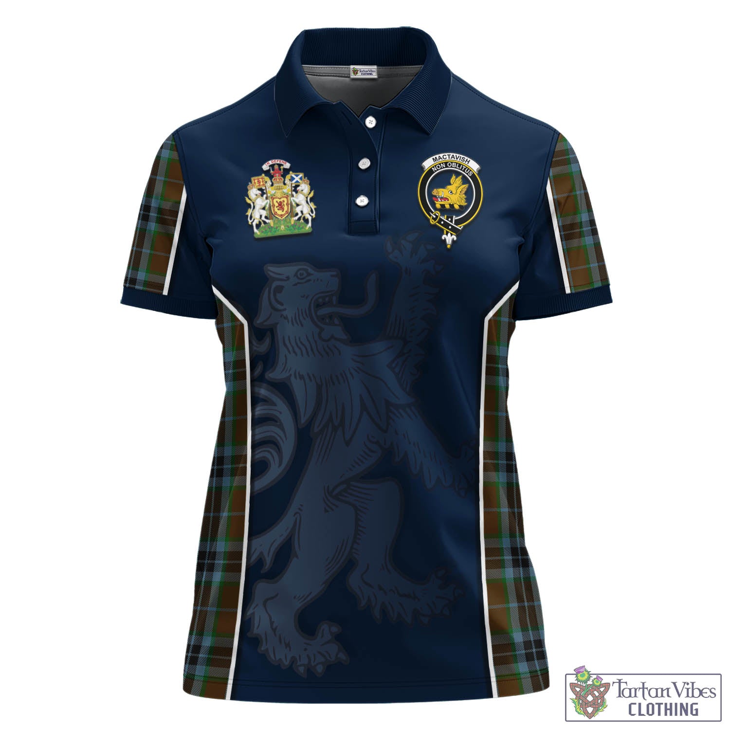 MacTavish Hunting Tartan Women's Polo Shirt with Family Crest and Lion Rampant Vibes Sport Style - Tartan Vibes Clothing