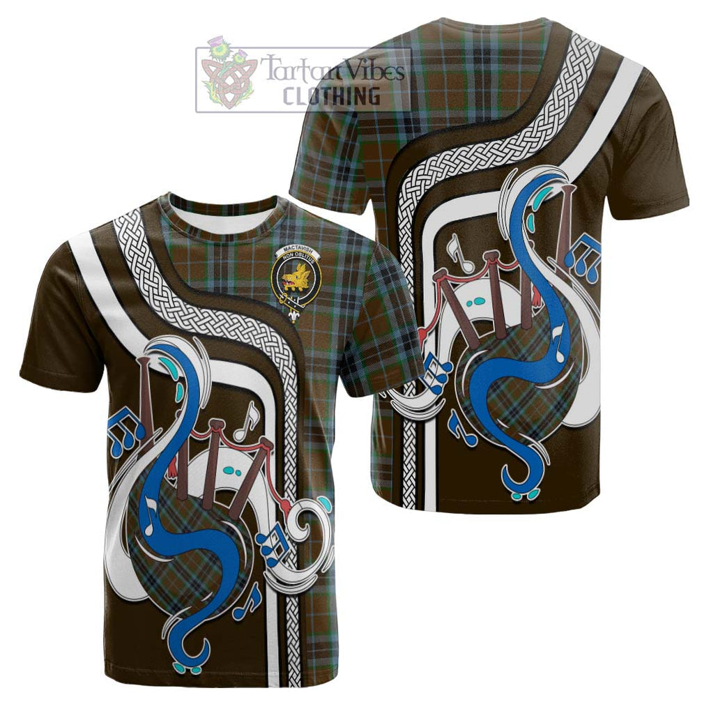 Tartan Vibes Clothing MacTavish Hunting Tartan Cotton T-shirt with Epic Bagpipe Style