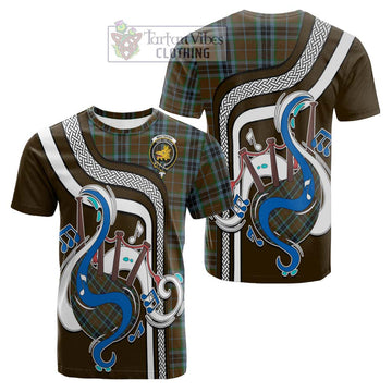 MacTavish Hunting Tartan Cotton T-shirt with Epic Bagpipe Style