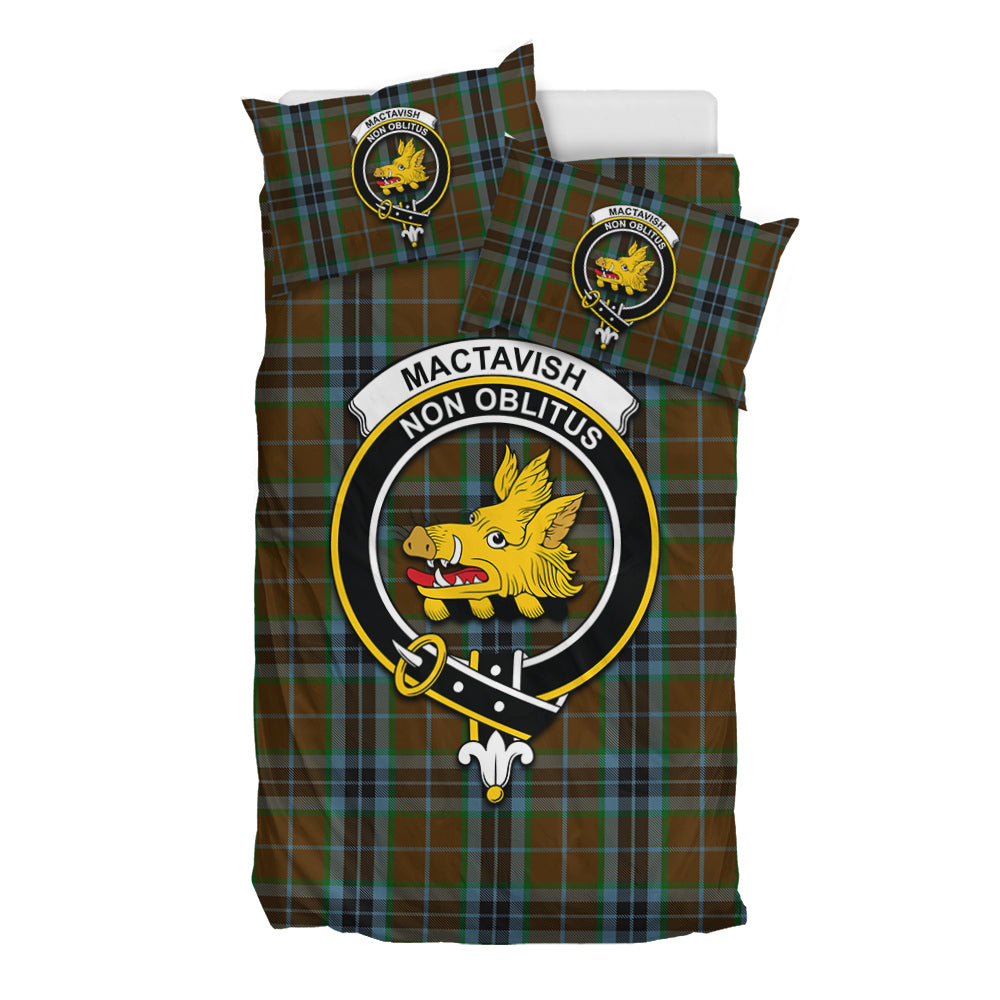 MacTavish Hunting Tartan Bedding Set with Family Crest - Tartan Vibes Clothing