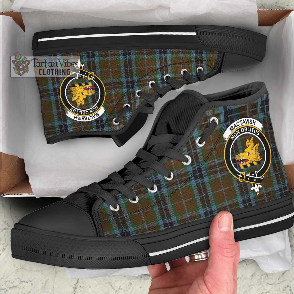 Tartan Vibes Clothing MacTavish Hunting Tartan High Top Shoes with Family Crest