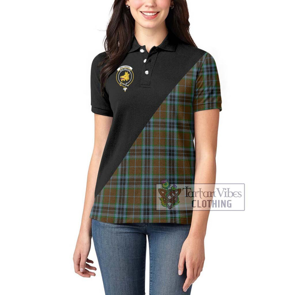 MacTavish Hunting Tartan Women's Polo Shirt with Family Crest and Military Logo Style - Tartanvibesclothing Shop